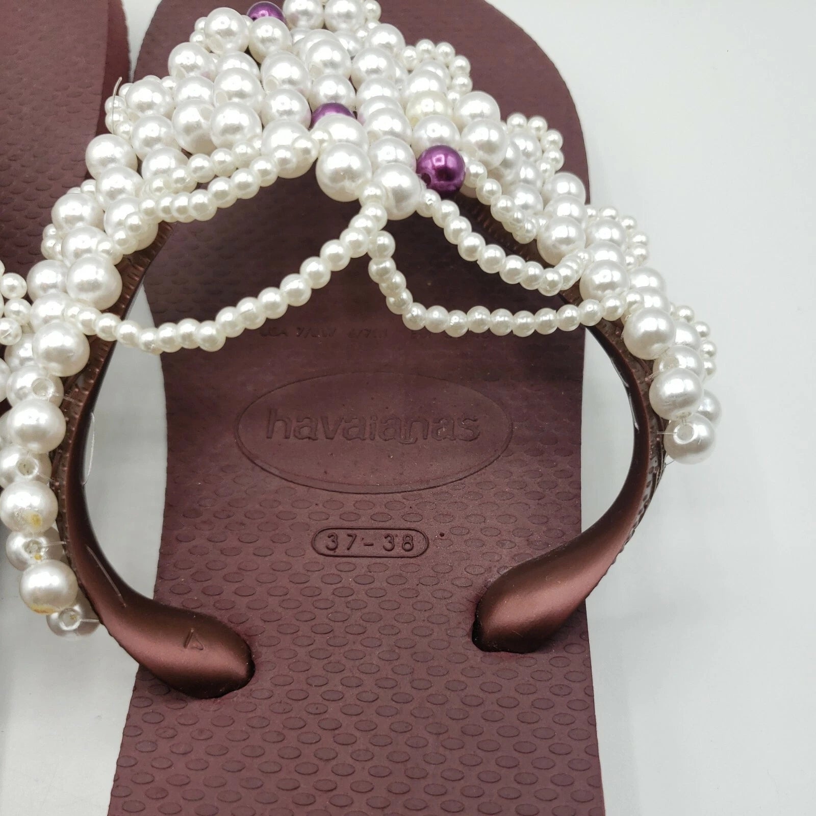 Original HAVAIANAS Flip Flops Women with Pearl/Beads Fashion Finished 37-38 NEW