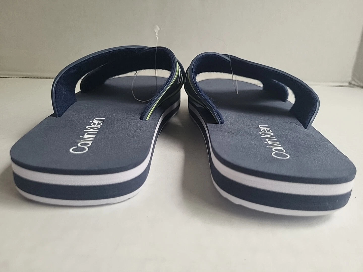 Calvin Klein Claris Crisscross Strap Logo Slide Navy Blue Sandals Size 7M New