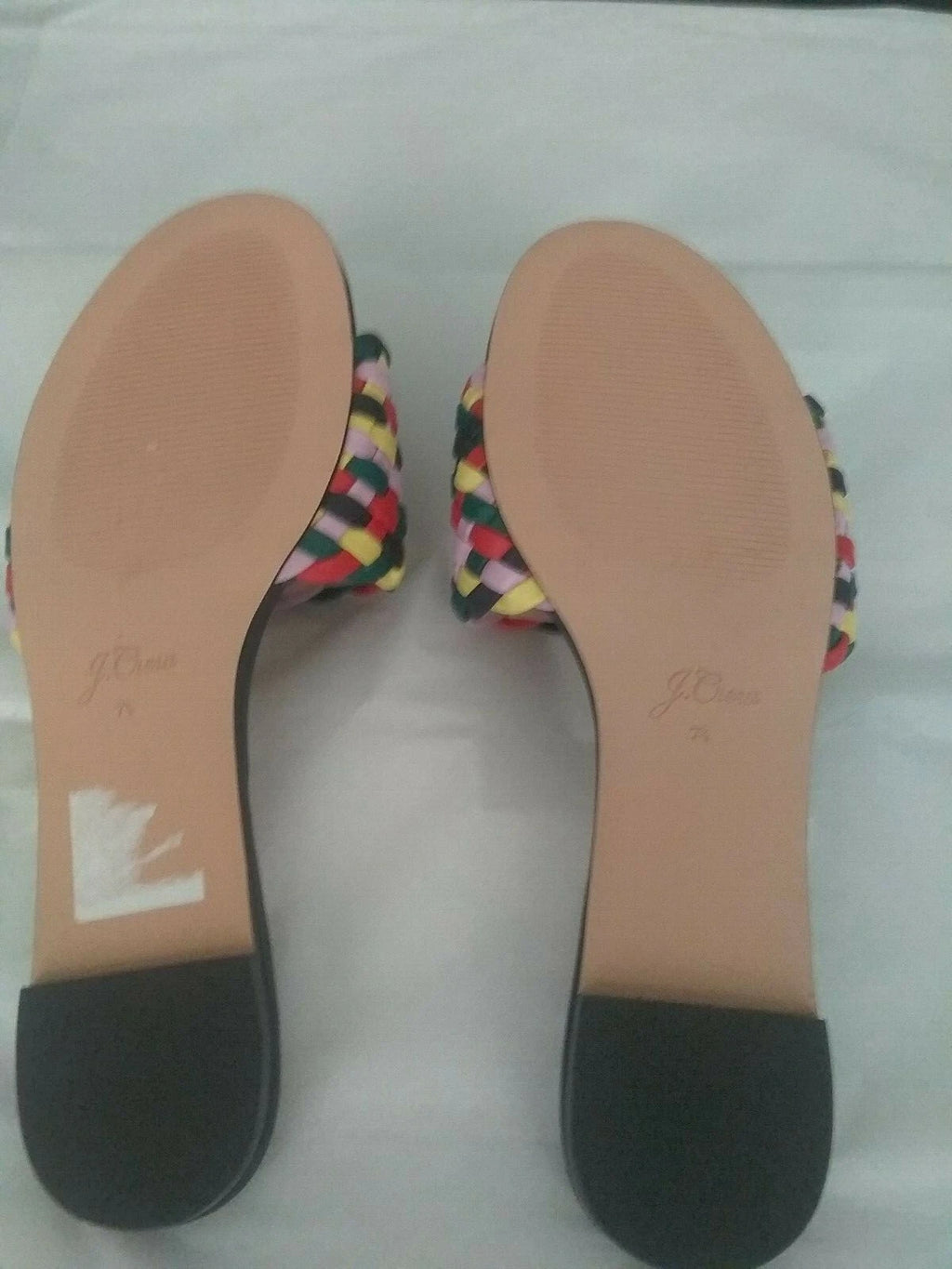 J Crew New Cora Slides Sandals in Rainbow Check   Size 7.5