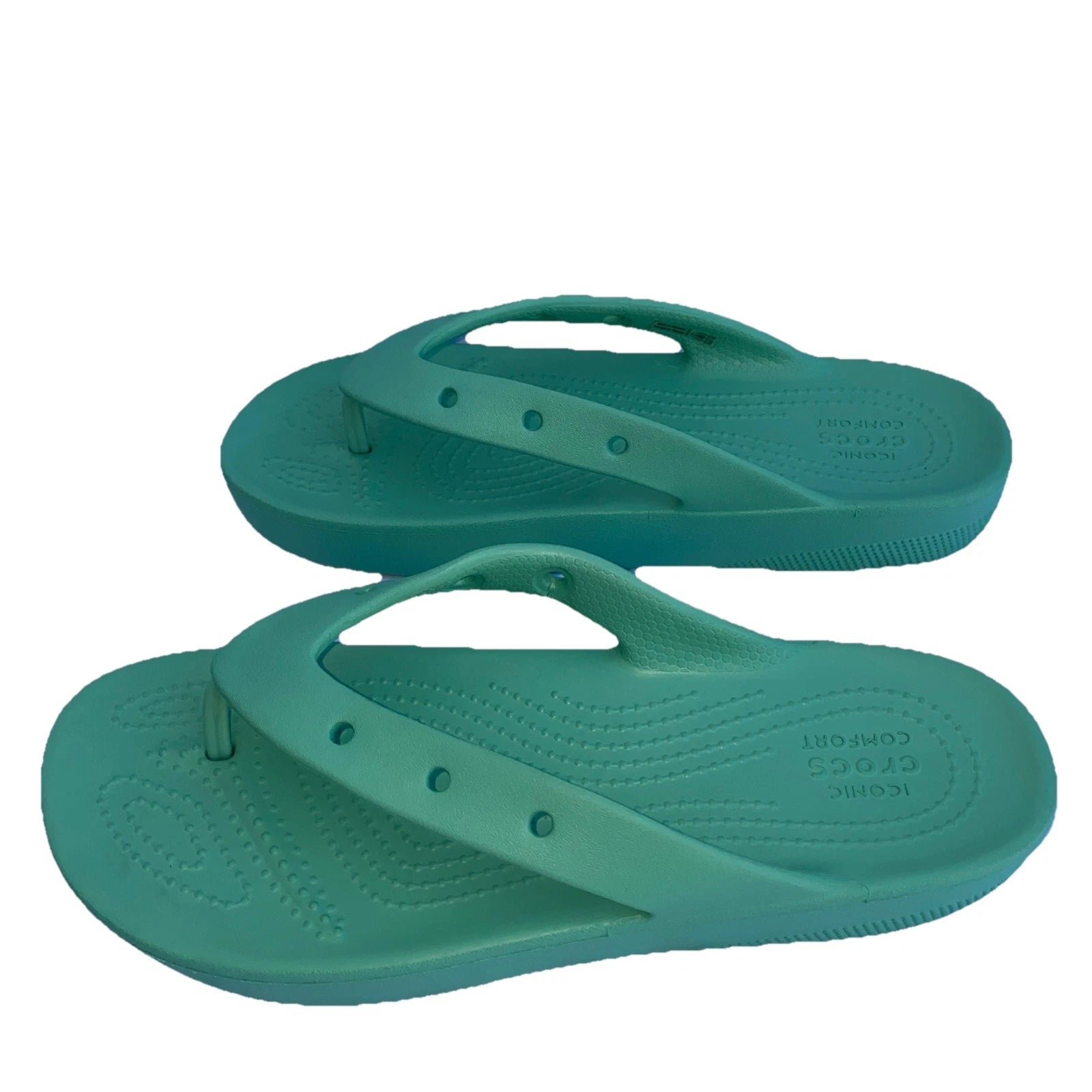 Crocs flip flop style Light Green shoes 9 W