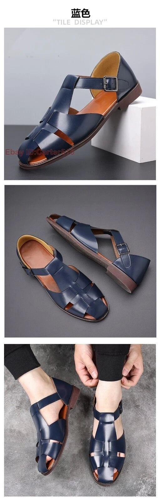 Roman Style Mens Closed Toe Sandals Buckle Flats Casual Business Shoes Summer sz