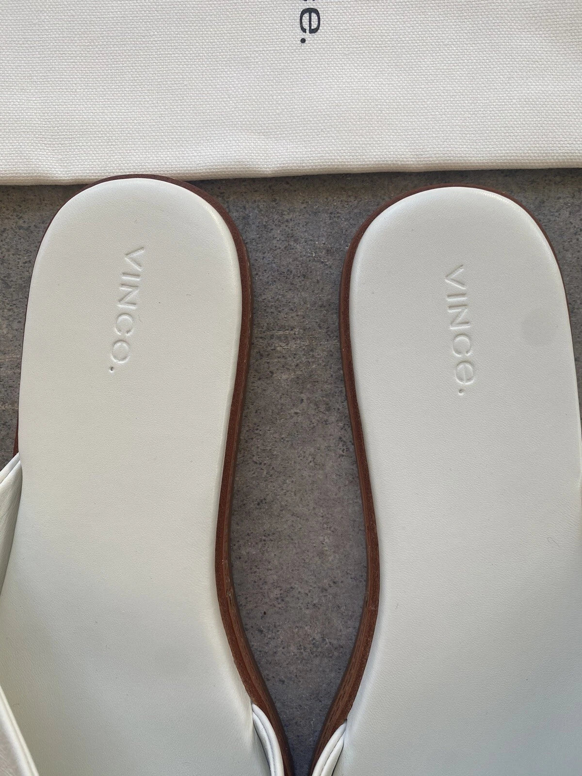 VINCE Canella leather asymmetrical stripe slides Sz 11 $ 250