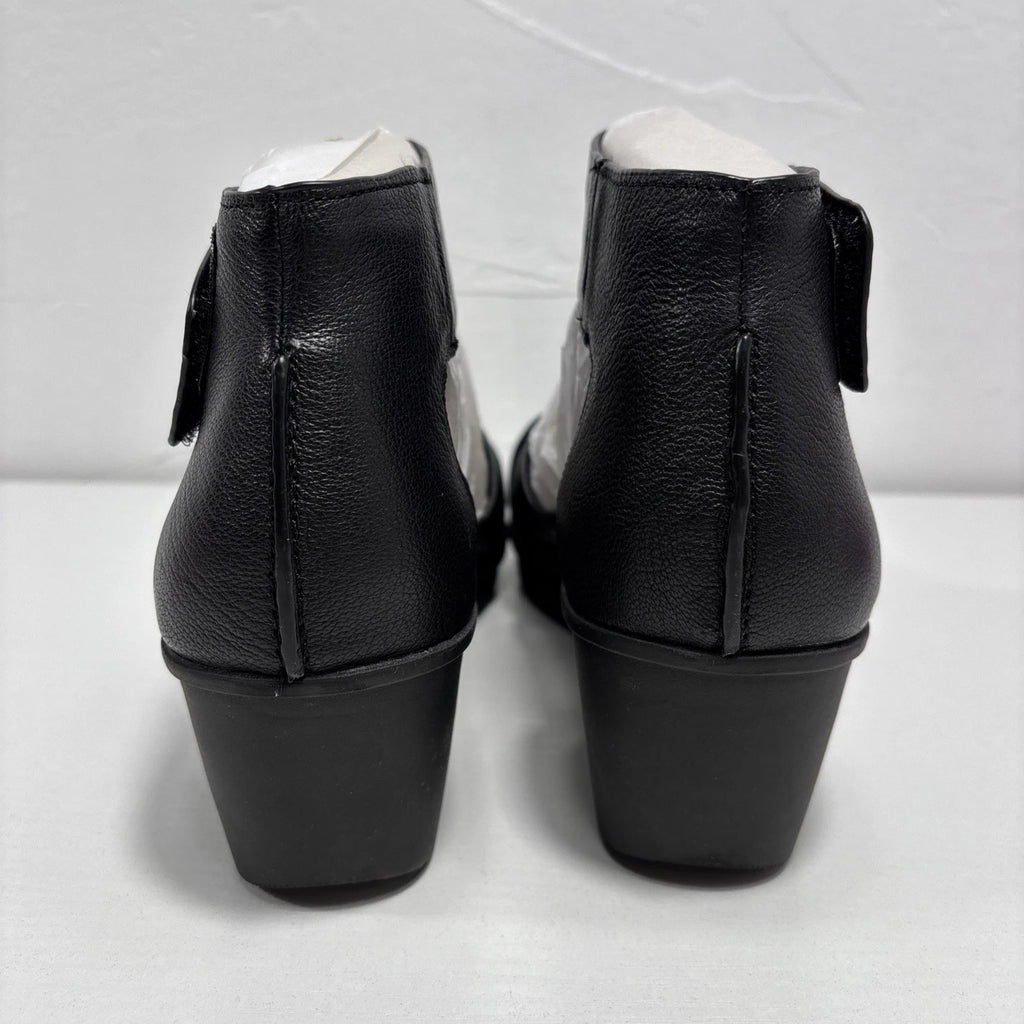 Naturalizer Riviera Womens Sz 8.5m Black Leather Flat Wedge Sandals NEW