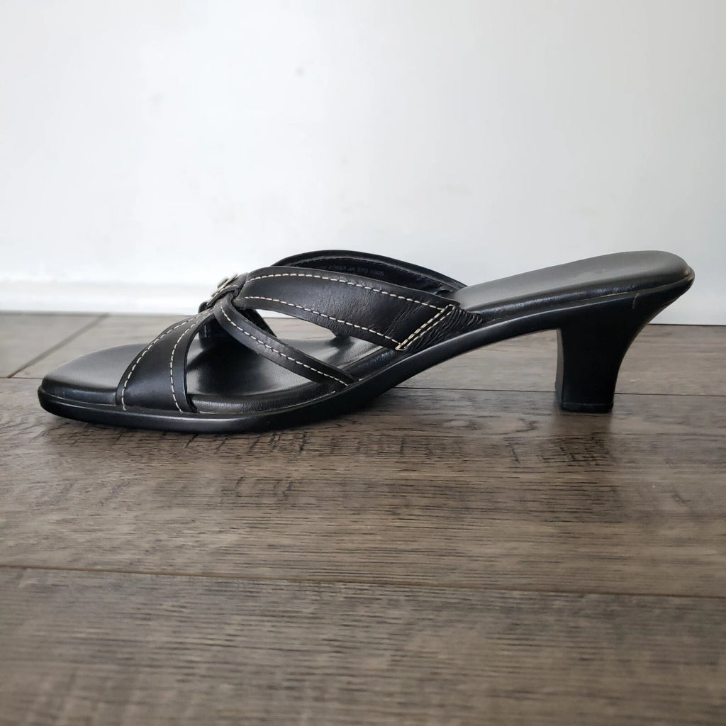 I Love Comfort PAIGE Black Leather Sandals Style 47853 Kitten Heels Women’s 10M