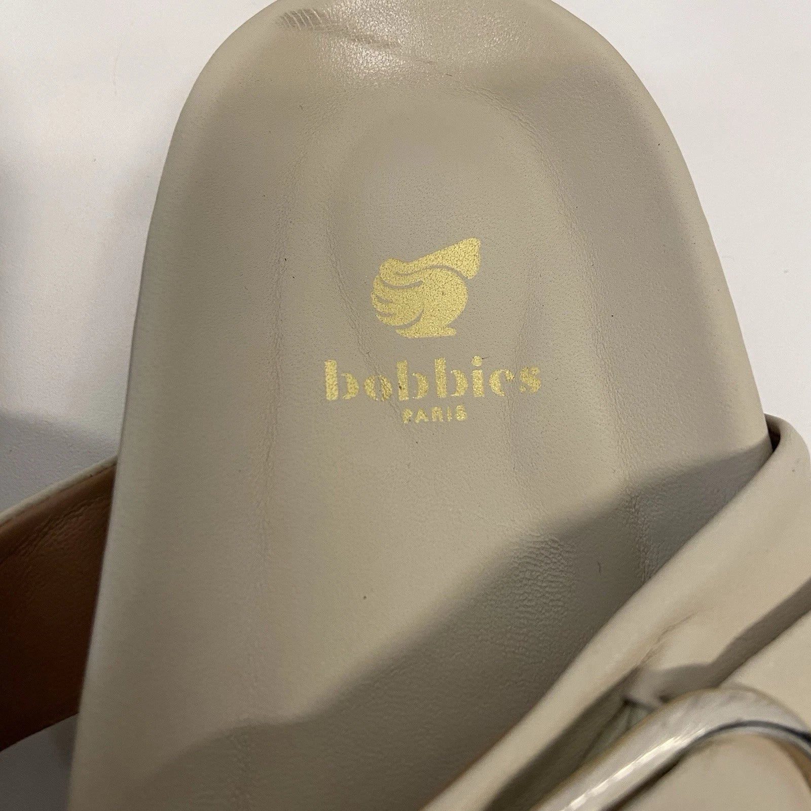 $250 Bobbies Paris Fajar Beige Leather Flat Sandals Slides Women’s US 10.5/FR 41