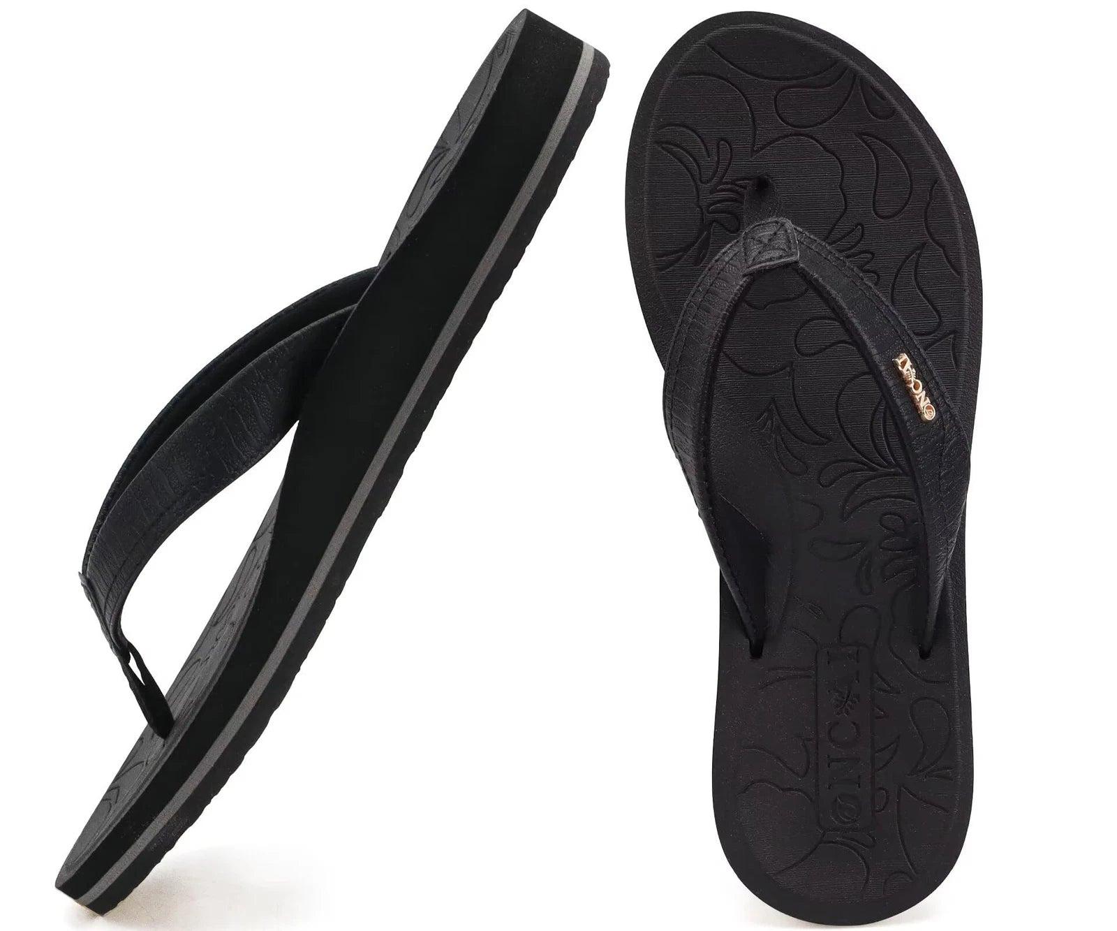 Women's Comfortable Thong Sandals with Arch Support - Size 8.5 Black