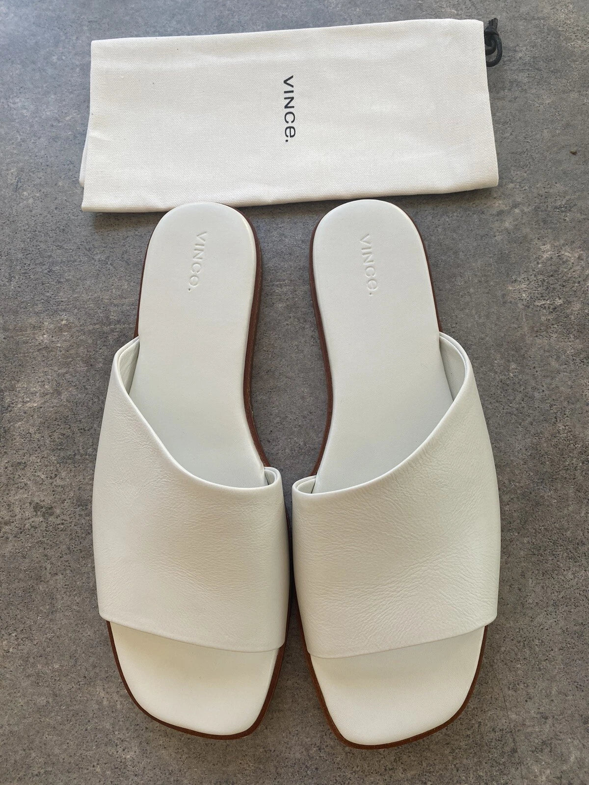VINCE Canella leather asymmetrical stripe slides Sz 11 $ 250