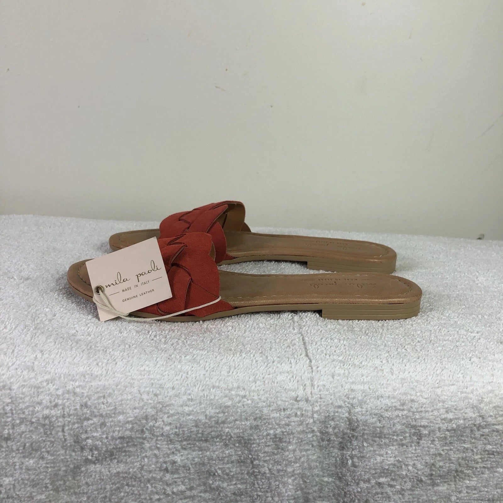 Mila Paoli women’s braided style slide sandals leather upper #12562 Sz 7.5 m