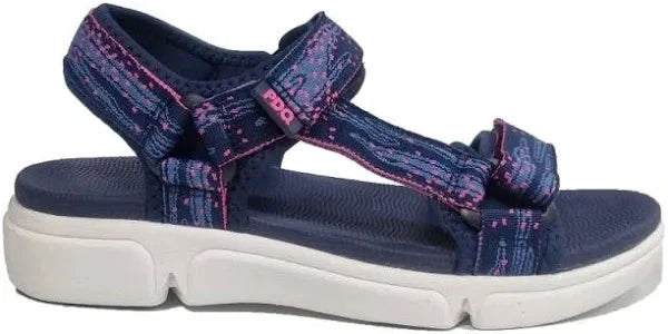 PDQ L097 Ladies Lightweight Double Strap Sporty Style Walking Sandals Navy/Pink