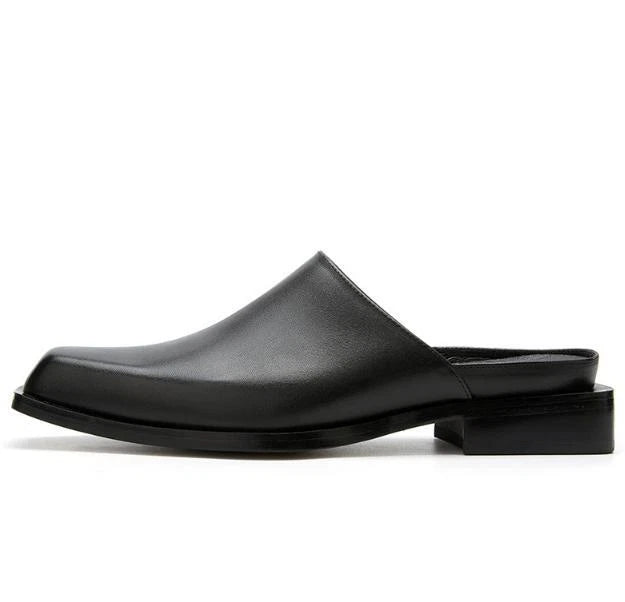 Men's Dress Formal Real Leather Slippers Fashion Casual Mules Slides Shoes 2025
