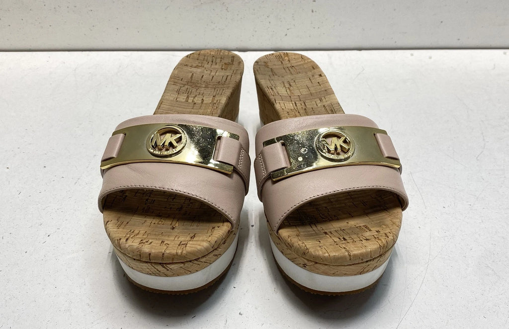 Michael Kors Women's Blush Leather High Heel Platform Sandals Size 9.5