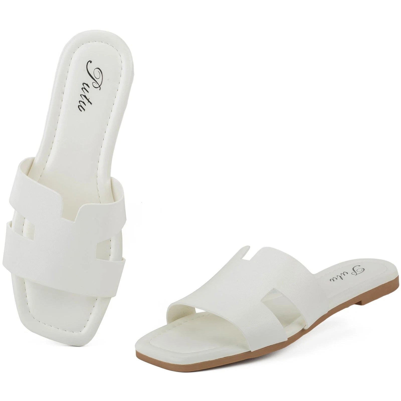 Women's Flat Sandals Summer Sandals Cute Slide Sandals Snow White 5.5