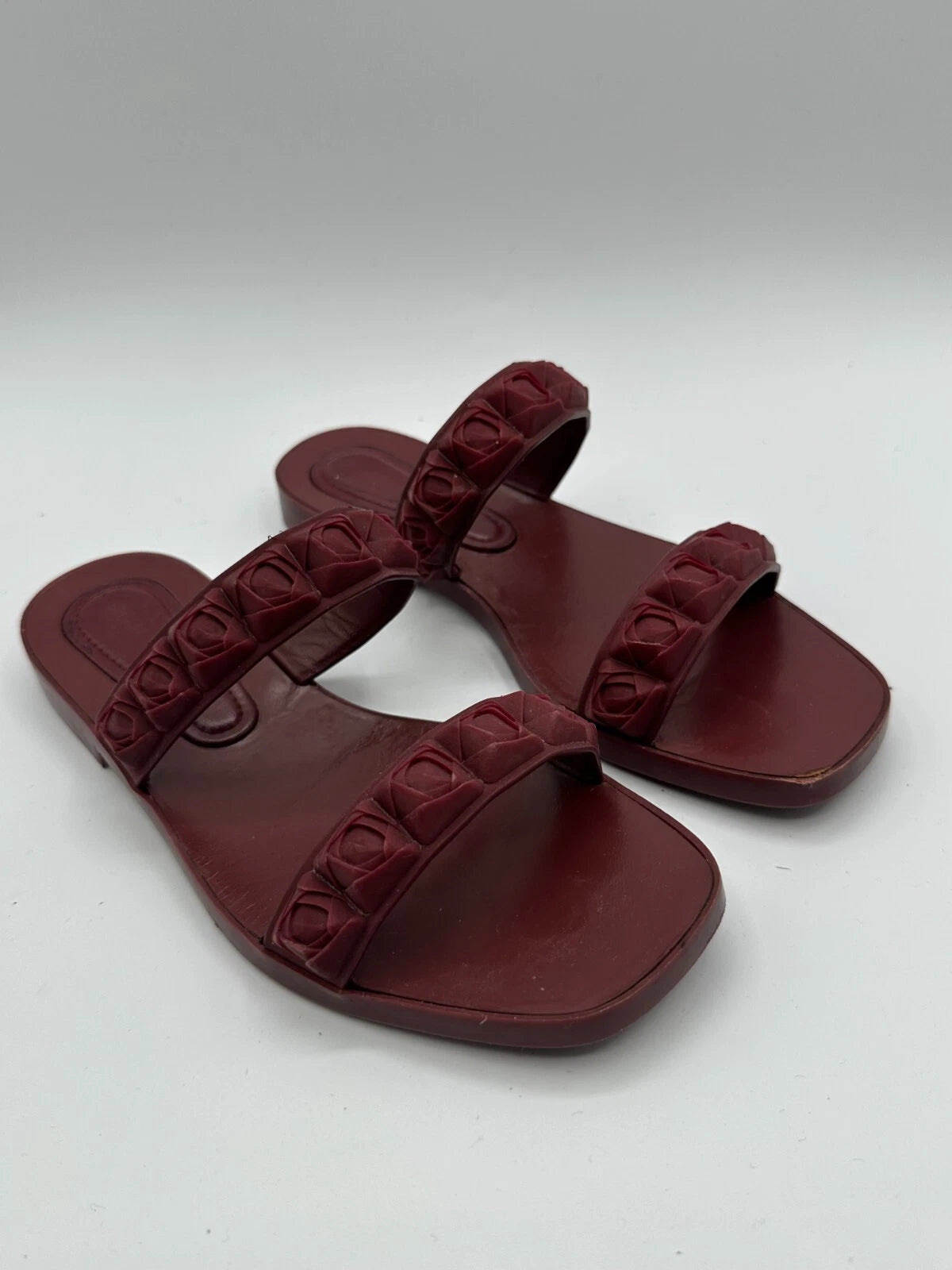 Stuart Weitzman Women's Sandal Size US 5 Rosita Dusty Red Rose Rubber Slide