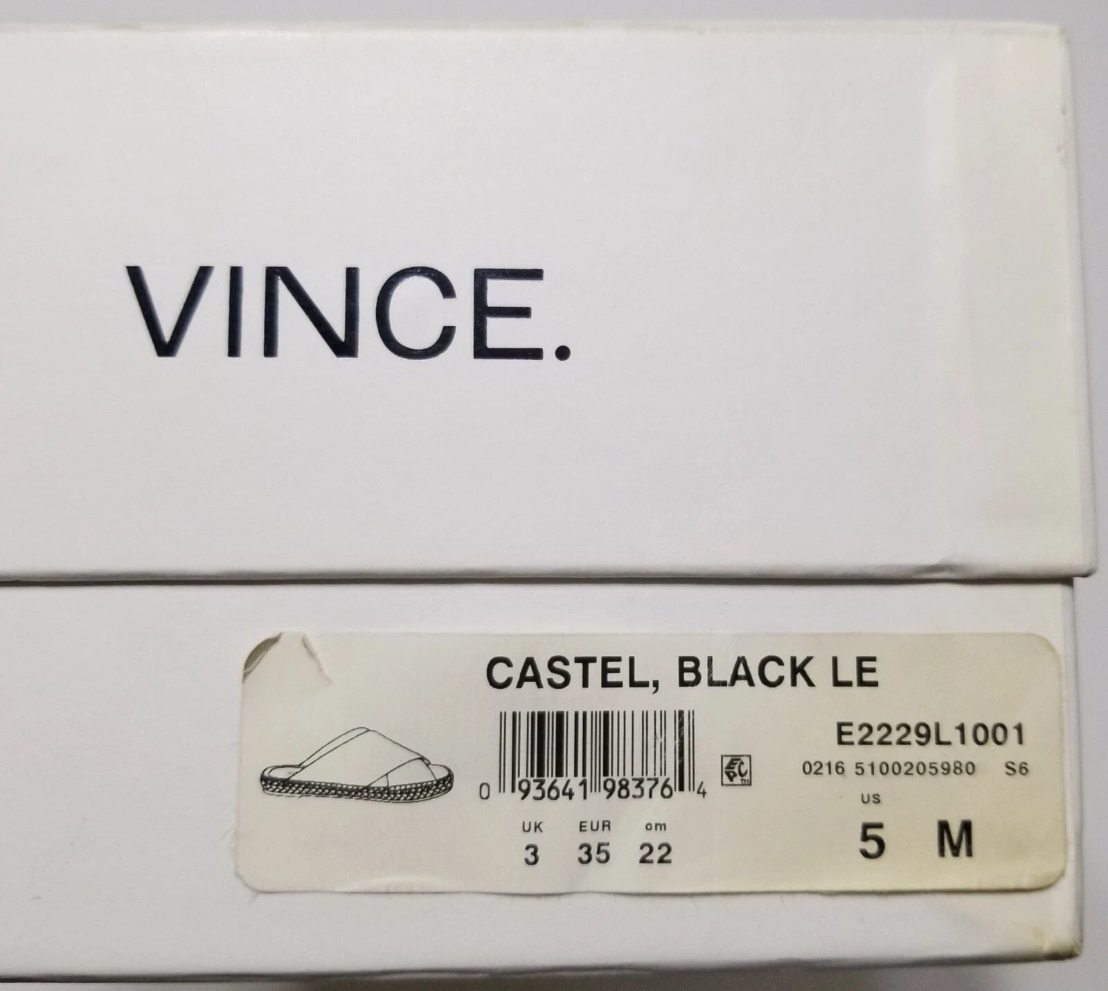 NIB Vince Castel Leather Crisscross Flat Espadrille Slide Sandal Black Sz 5 $225