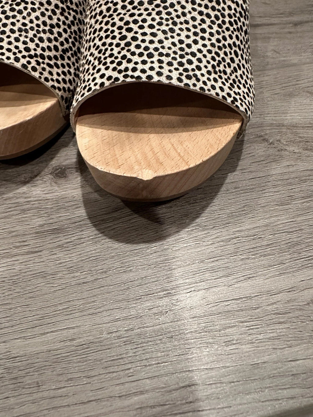 MADEWELL The Evelyn Clog Slide Sandal Dried Flax Print Calf Hair US 6.5MSRP $168