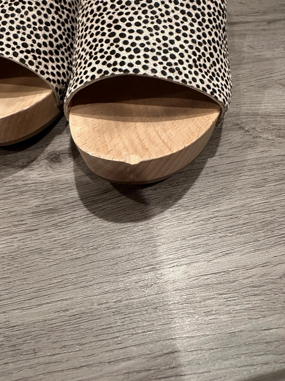 MADEWELL The Evelyn Clog Slide Sandal Dried Flax Print Calf Hair US 6.5MSRP $168