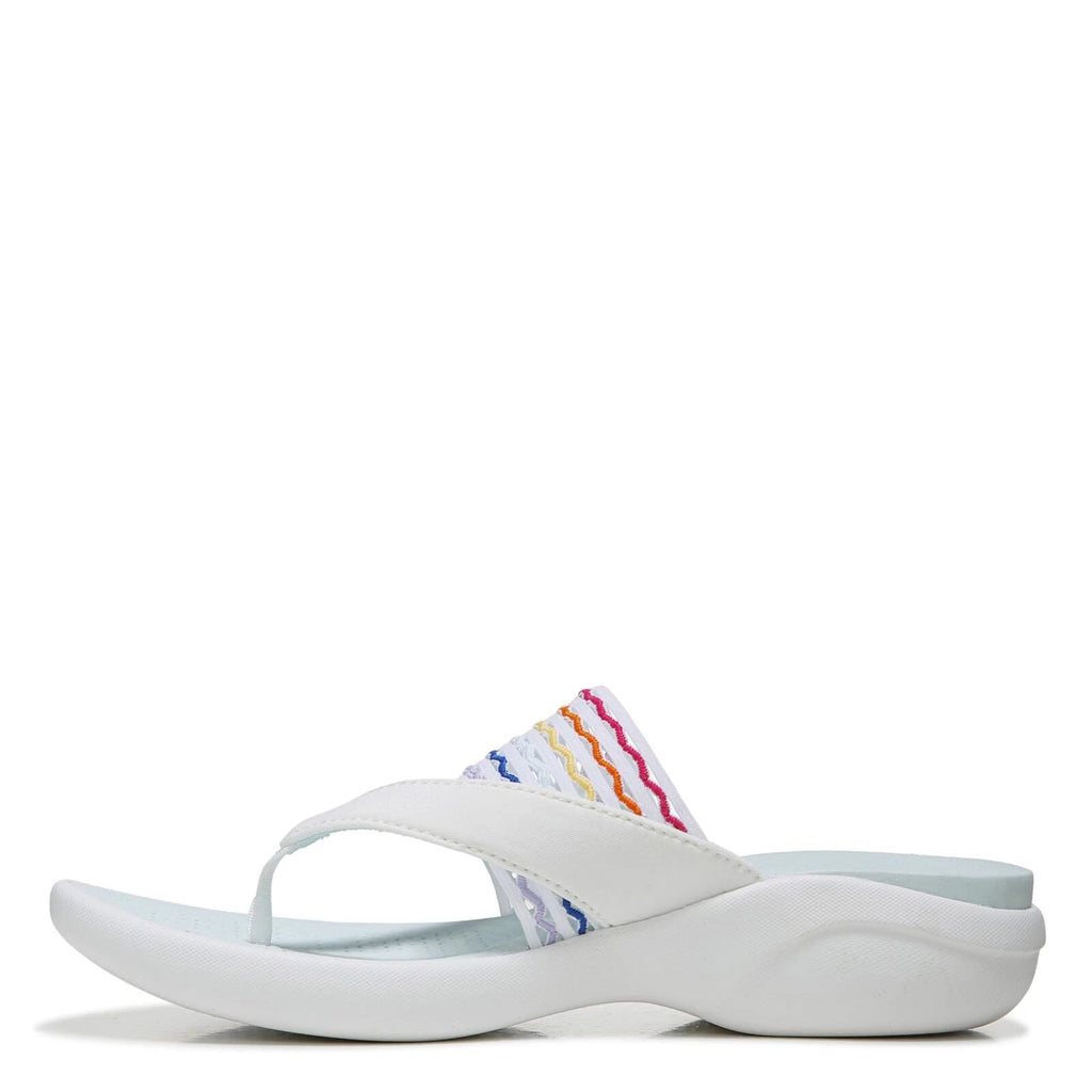 BZees Women's Cabana Sandal Flip-Flop, White/Rainbow Ripple Gore, 7 Wide