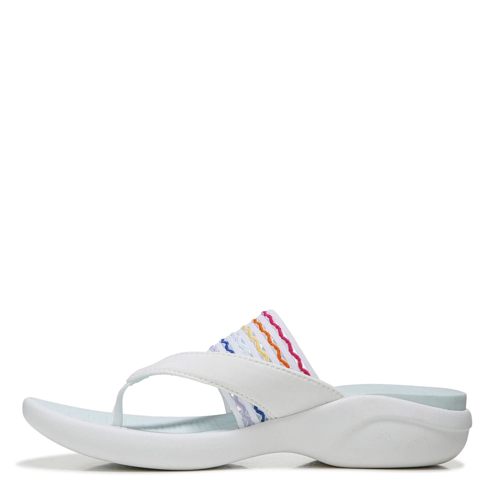 BZees Women's Cabana Sandal Flip-Flop, White/Rainbow Ripple Gore, 7 Wide