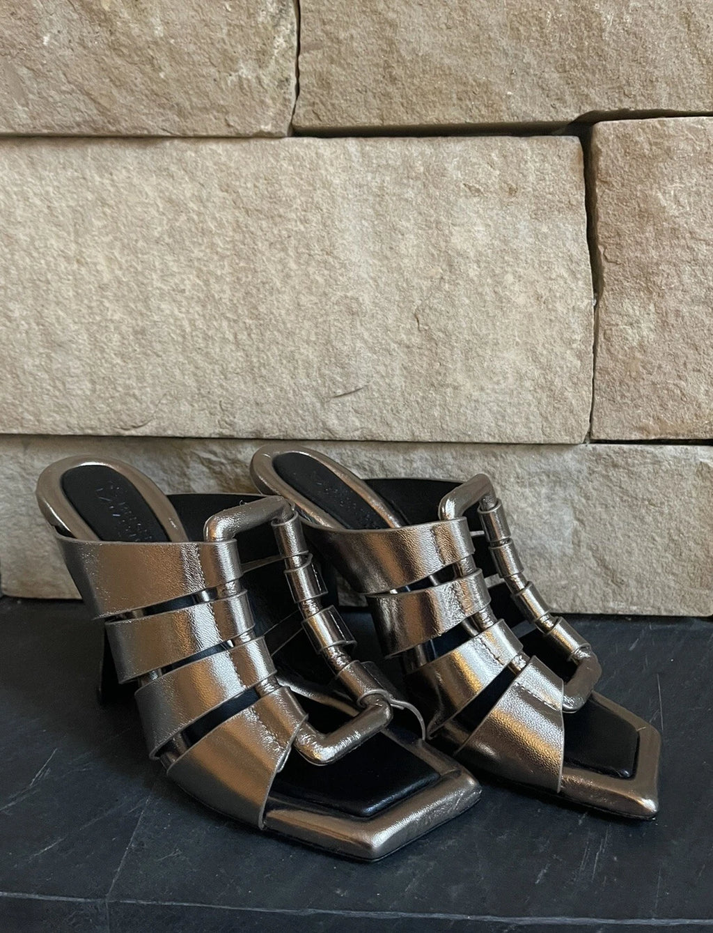 $495 Mercedes Castillo Womens Aria High-Heel Slide Sandal Shoes EU 37/US 7