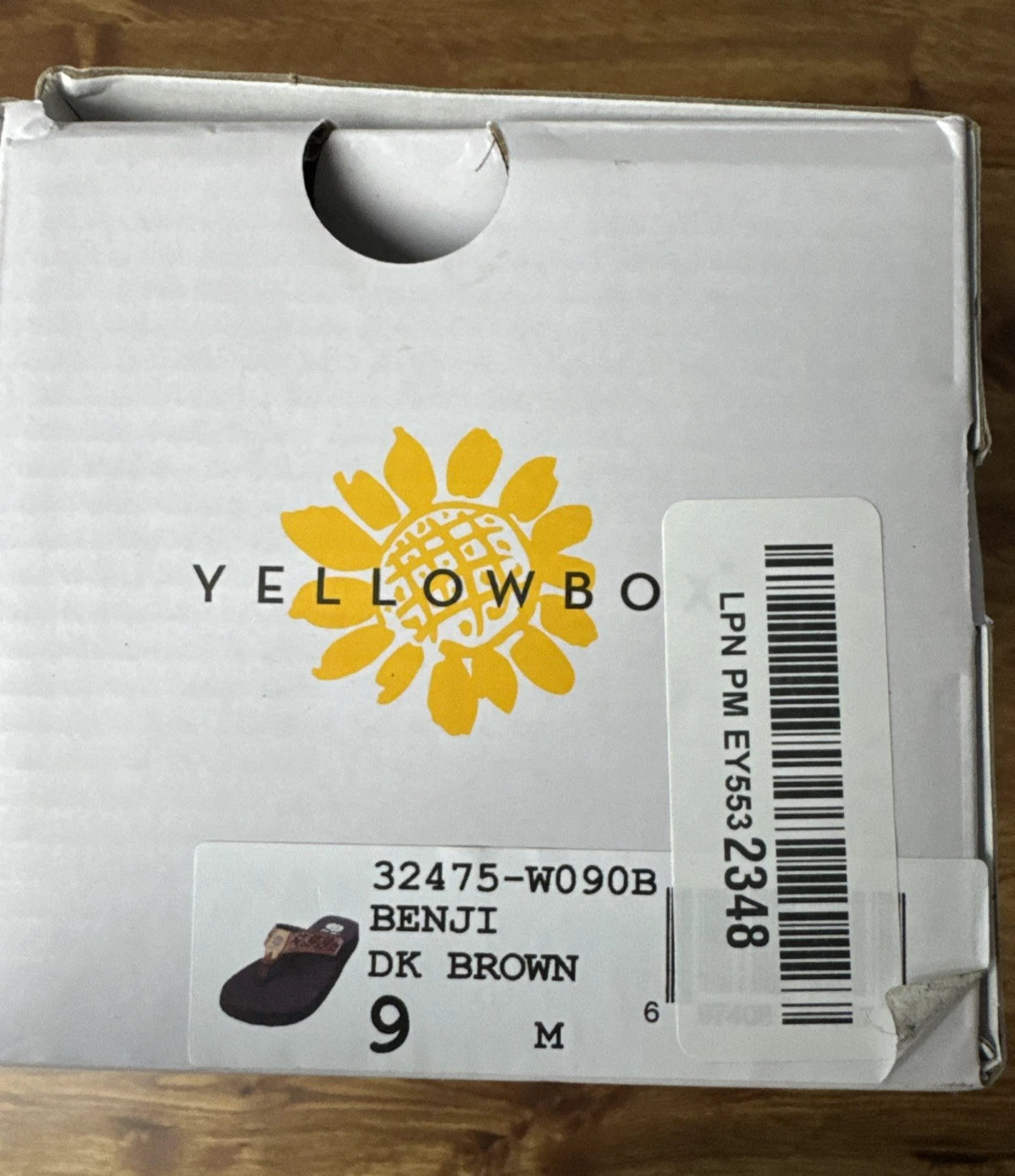 Yellow Box Flip Flop Benji Womens 9 M Brown Slip-On 32475 Comfort 1" Heel Gypsy