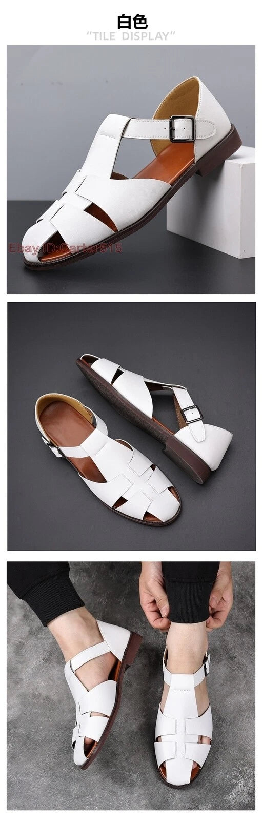 Roman Style Mens Closed Toe Sandals Buckle Flats Casual Business Shoes Summer sz