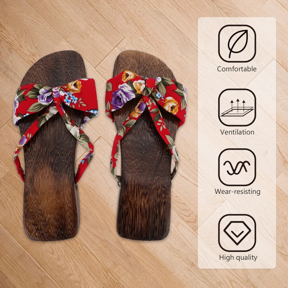 Chinese Style Wooden Clogs Miss Man Slide Sandals Women Slippers