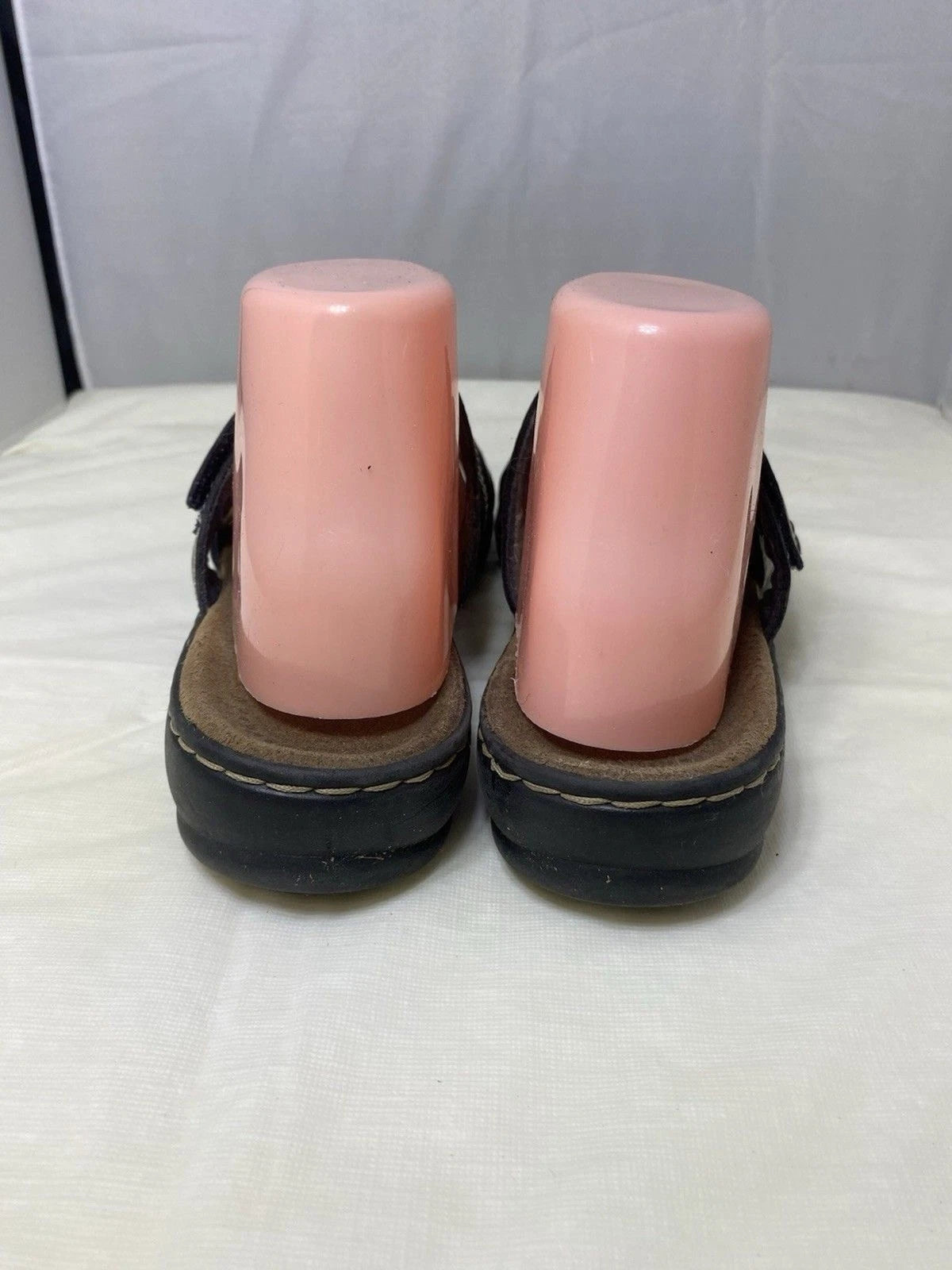 Clark's Leisa Spring Black Leather Sandals Slides Size 9