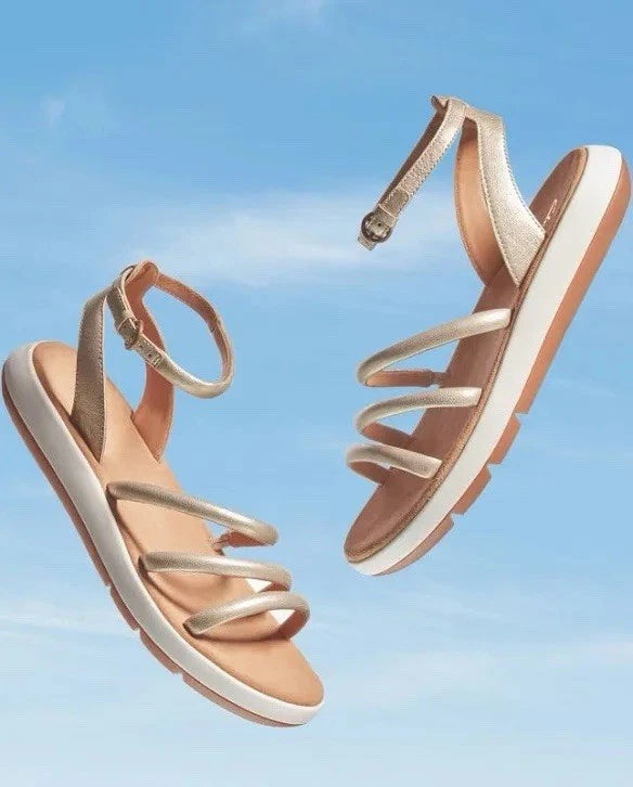 Clarks Jemsa Style Slide Sandal  Champagne gold leather Size 8