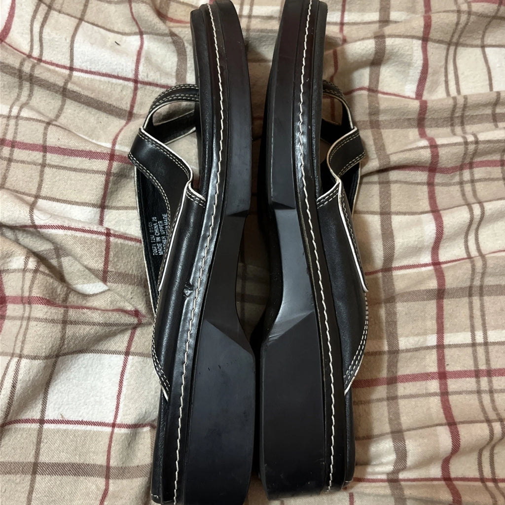 Clarks Womens Soft Black Leather Sandals Grannycore