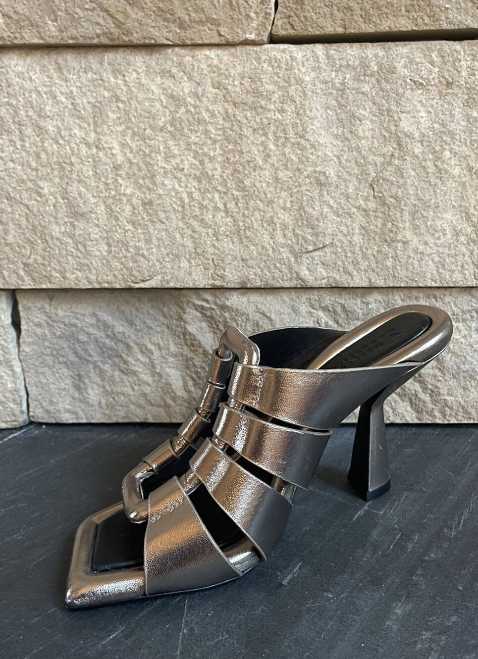 $495 Mercedes Castillo Womens Aria High-Heel Slide Sandal Shoes EU 37/US 7