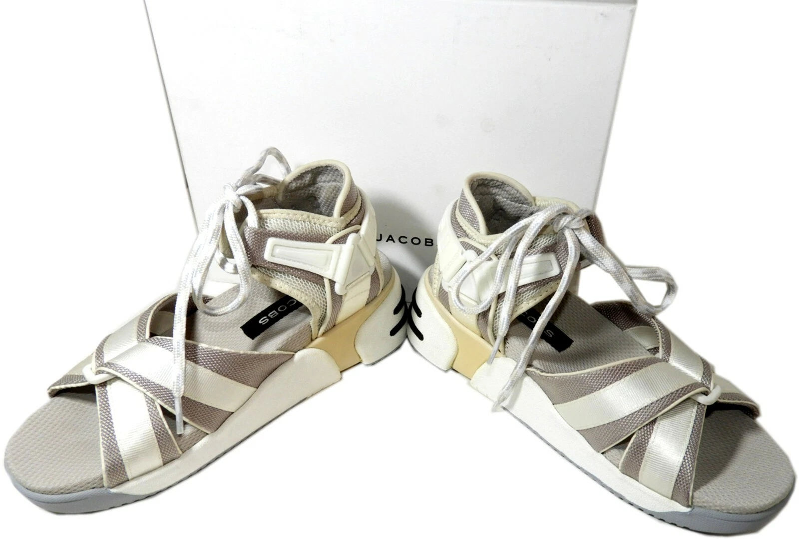 Marc Jacobs Sandals Sport Style Wedge Lace Up Flat Shoes Slides Sz  37