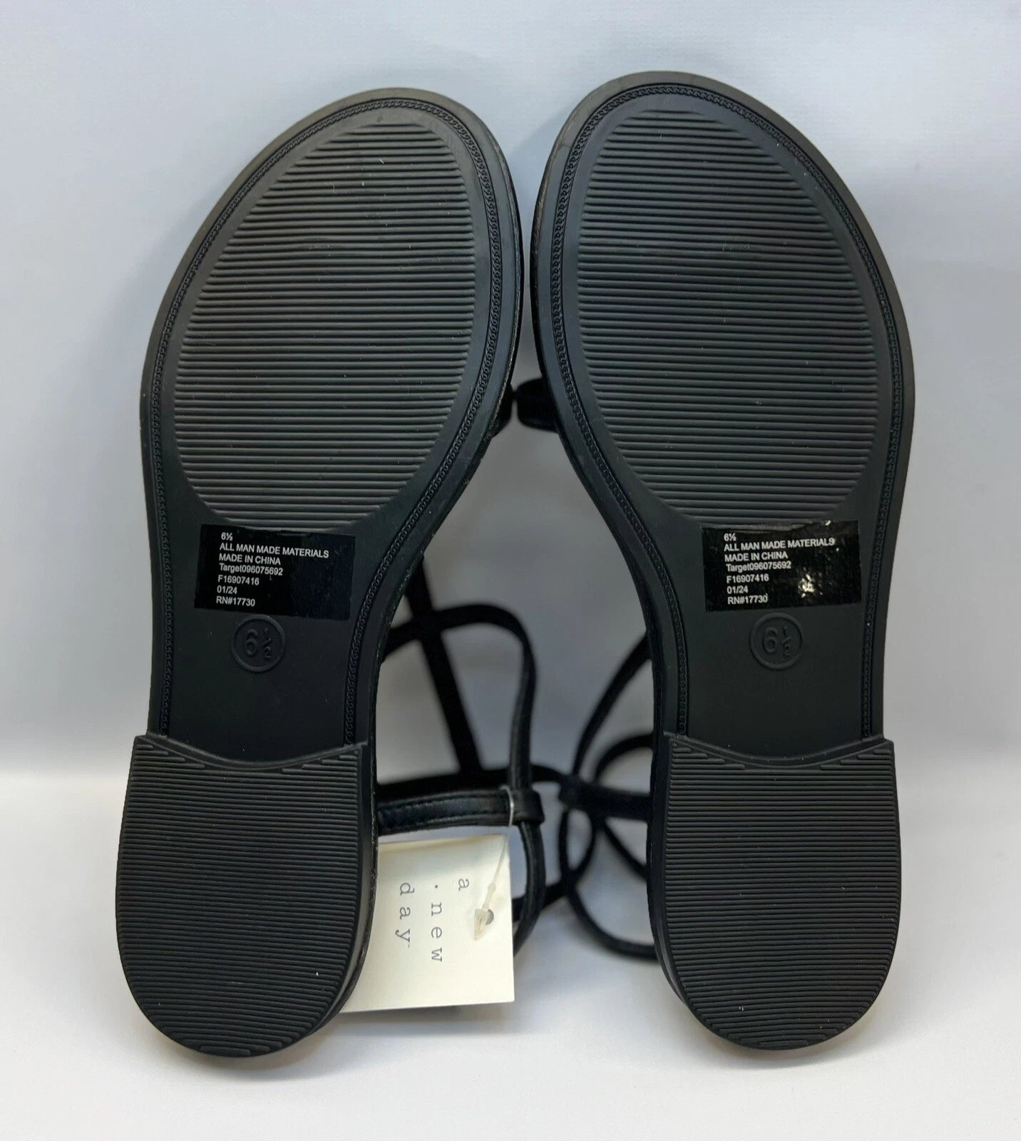 A New Day Women's Black Gillian Gladiator Memory Foam Sandals Sz: 6.5 NWT $29.99