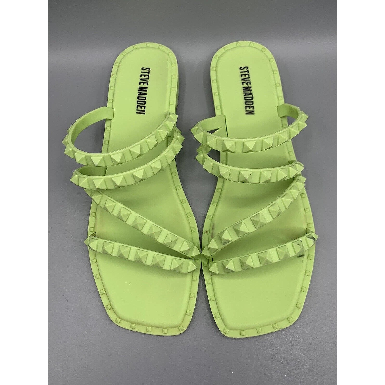 STEVE MADDEN Skyler-j Studded Neon Jelly Slide Sandals Flip Flops Women's Size 7