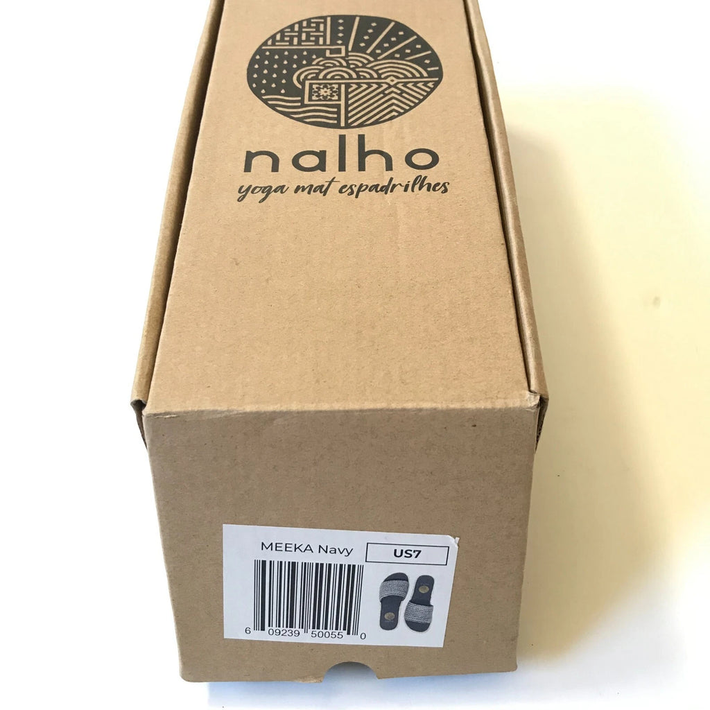 NEW Nalho Meeka Sandals Slides Womens 6 Navy Blue Yoga Mat Espadrilles Raffia