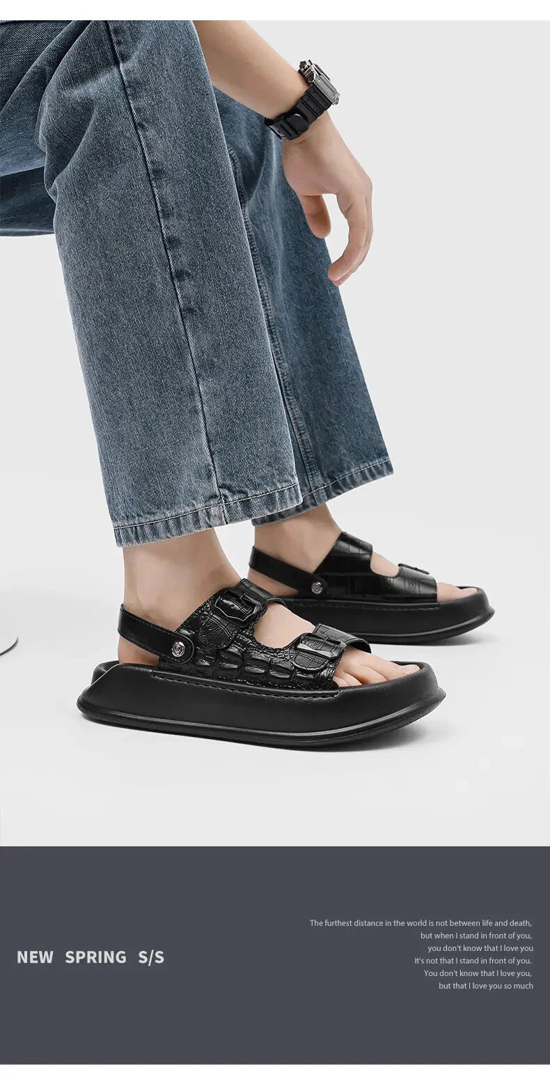 Mens Thick Soled Sandals Slipper Open Toe Outdoor Fashion Summer Slingback Beach