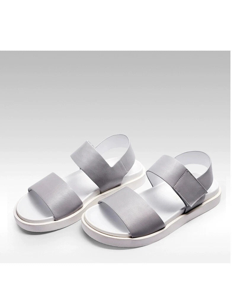45 Open Toe Sandals Slingbacks Casual Real Leather Men's Beach Shoes Roman Style