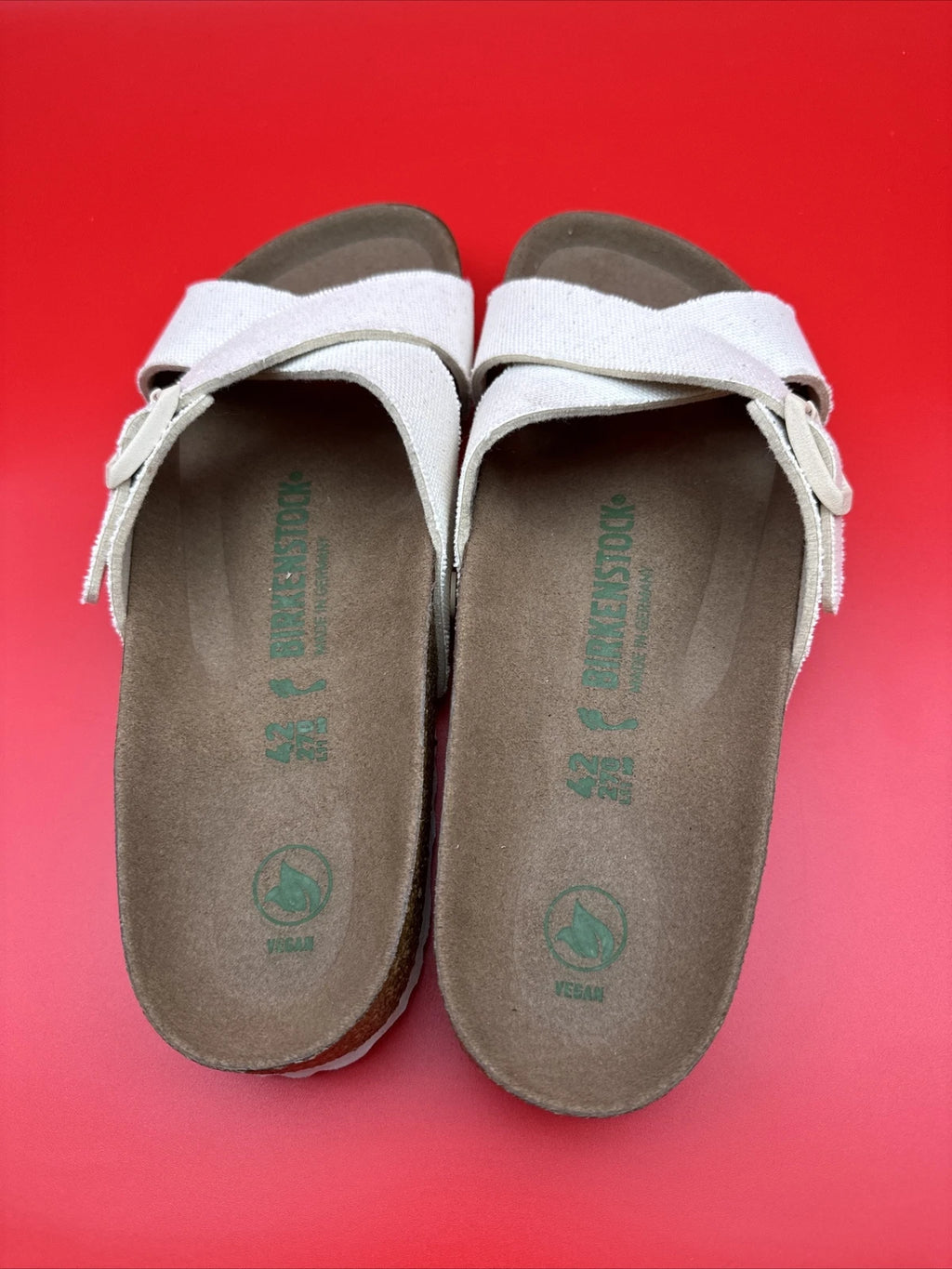 Birkenstock Women’s EU 42 (11-11.5) Siena Vegan Canvas Eggshell Sandals 1021554