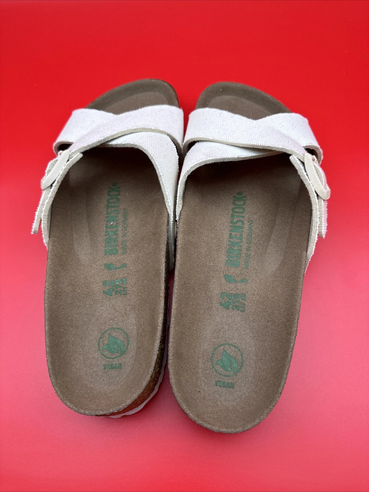 Birkenstock Women’s EU 42 (11-11.5) Siena Vegan Canvas Eggshell Sandals 1021554