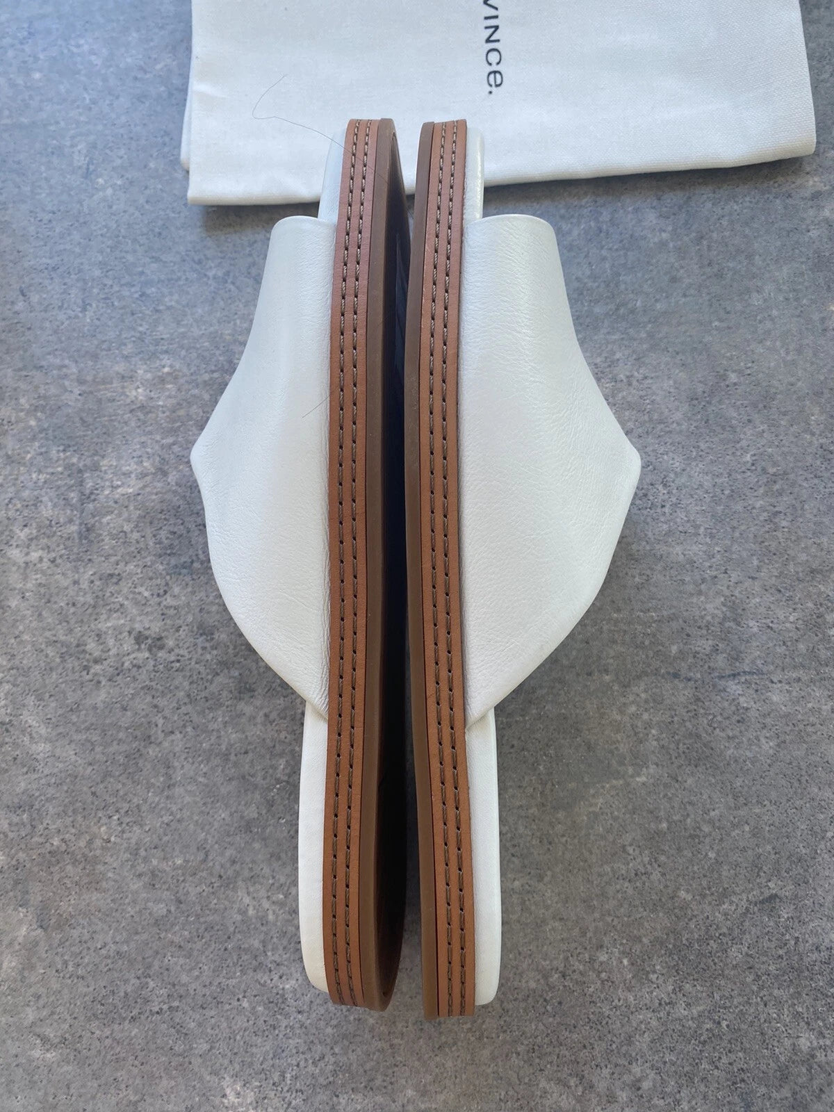 VINCE Canella leather asymmetrical stripe slides Sz 11 $ 250