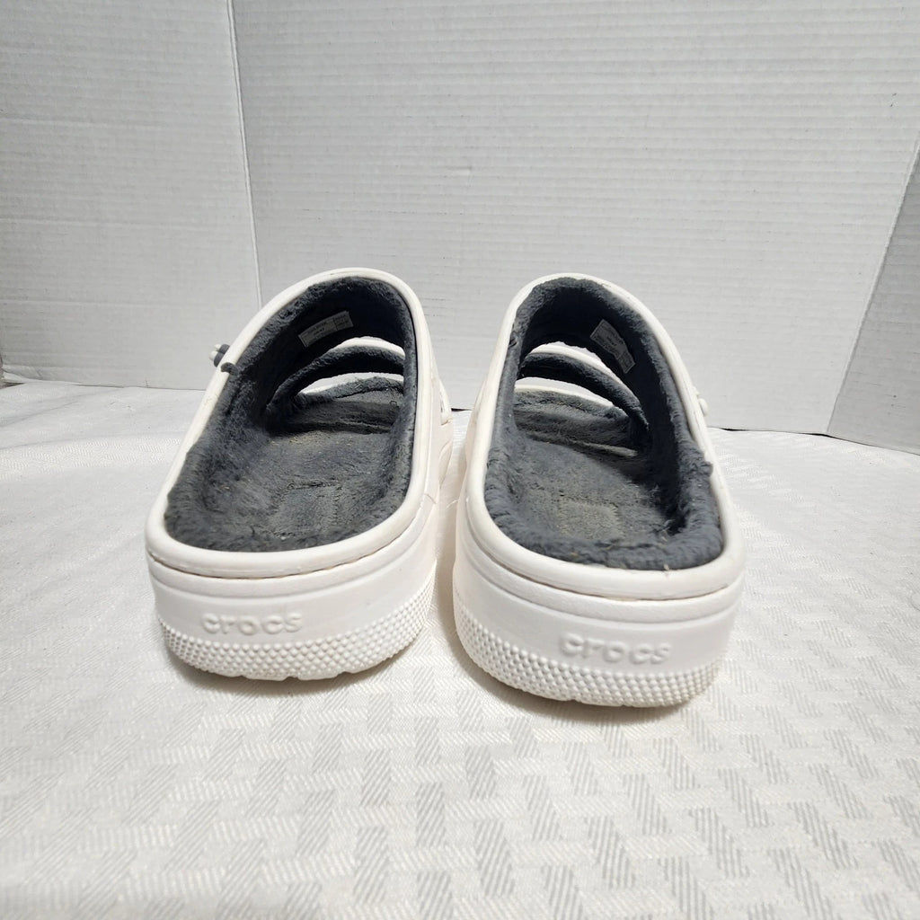 CROCS CLASSIC COZZZY SANDAL 207446 White Womens Size 7 Mens Size 5 Gray Lined