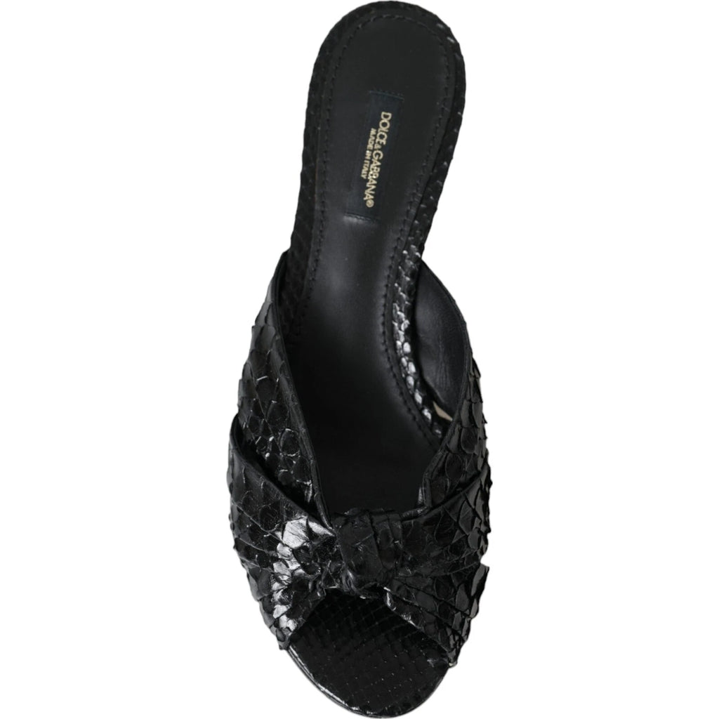 DOLCE & GABBANA Shoes Black Python Leather Heels Slides EU40 / US9.5 RRP 960usd