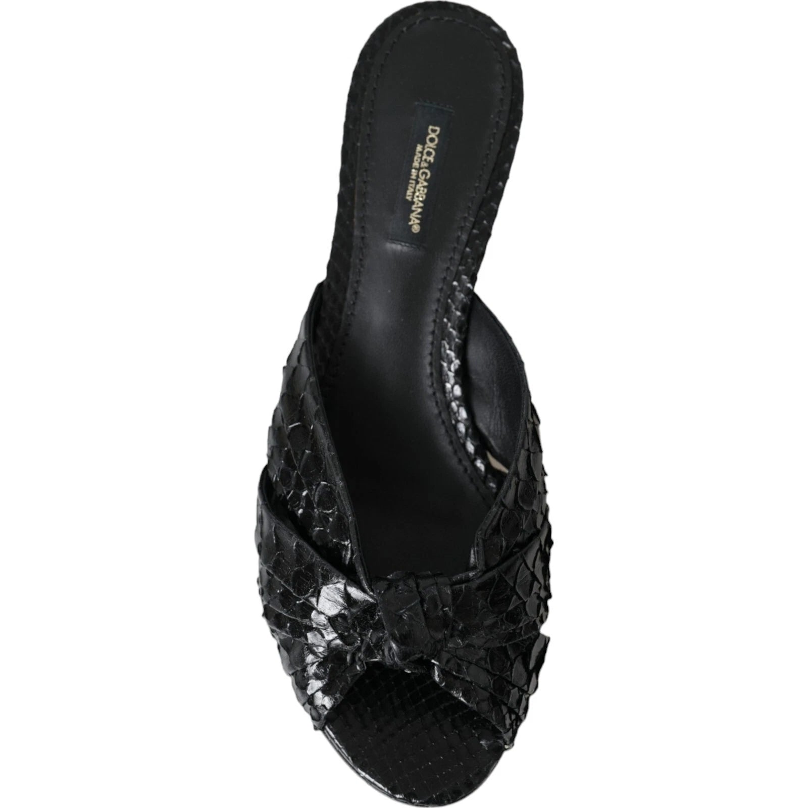 DOLCE & GABBANA Shoes Black Python Leather Heels Slides EU40 / US9.5 RRP 960usd