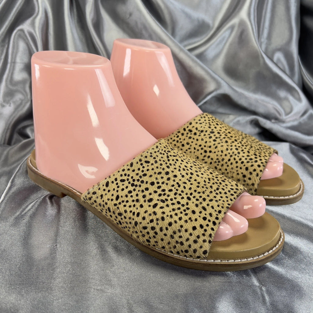 Hush Puppies Lexi Slide Women’s 8 Cheetah Print Calf Hair Sandals Summer Shoes