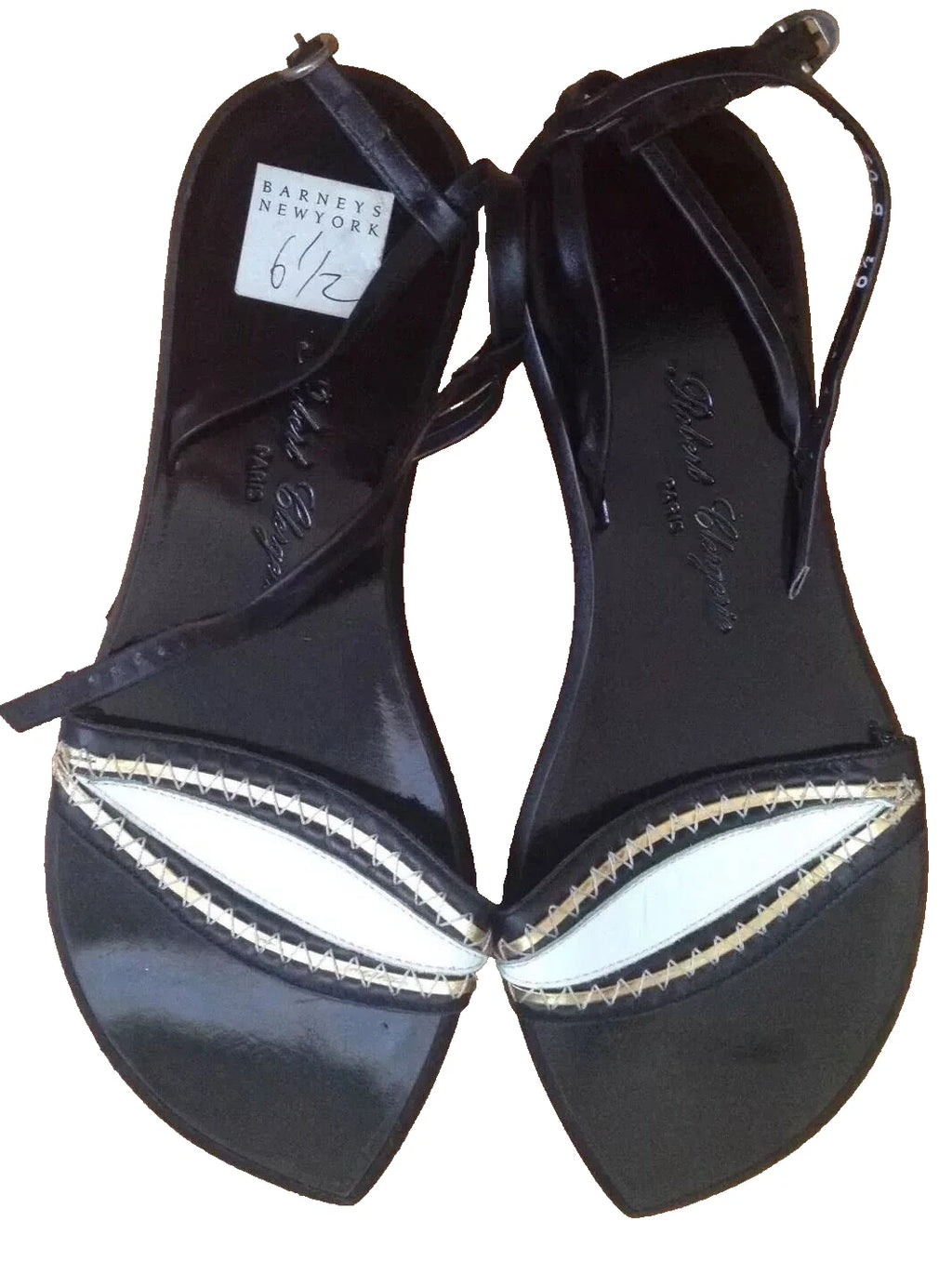 New, Robert Clergerie Black Leather Sandals Size US 6,5 Maid In France