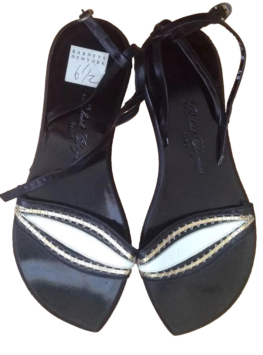 New, Robert Clergerie Black Leather Sandals Size US 6,5 Maid In France
