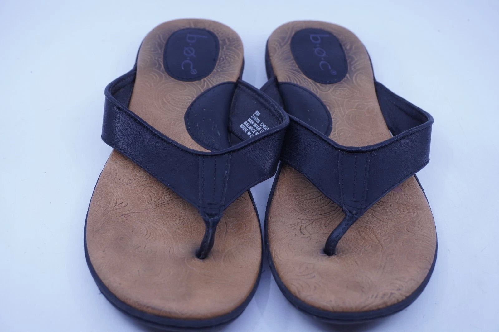 BOC Born Concept Womens Size 9M Black Thong Style Slide On Sandals Comfort Beach