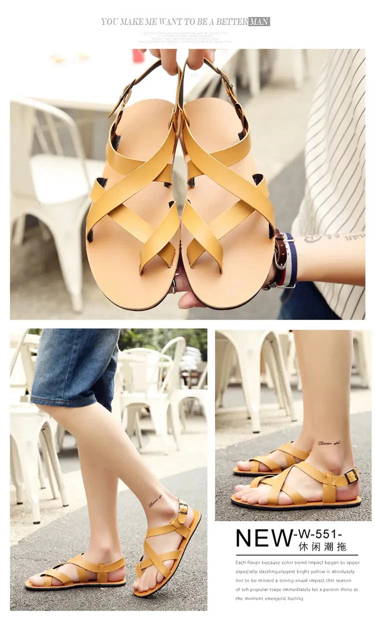 Roman Style Open Toe Casual Slingback Sandals Flats Summer Beach Holiday Mens Sz