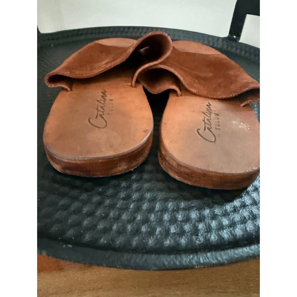 Catalina Tulum Suede Leather  Slide Sandals Casual Comfort Brown Size 4 (us 6)