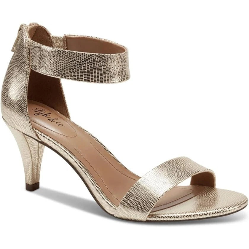 Style & Co Women’s Paycee Two-Piece Dress Sandals NIB Gold Snake