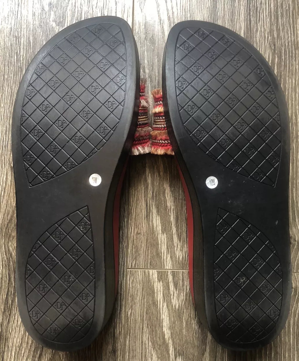 Donald Pliner  Fiji Red Leather Fringe Womens Platform Wedge Slide Sandals 10